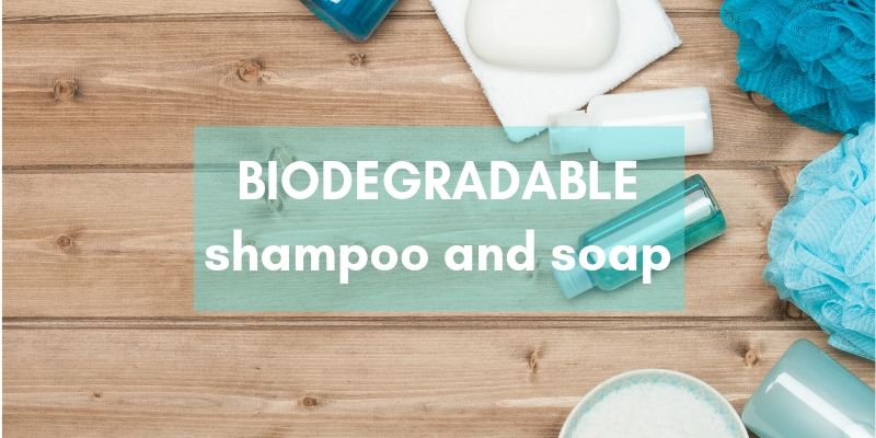 Biodegradable shampoo and conditioner for eco-friendly travel