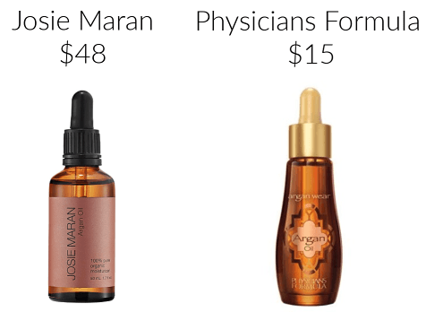 Josie Maran Physicians Formula argan oil drugstore makeup dupes