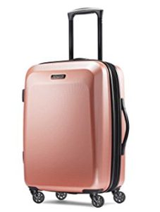 gift ideas for female travelers American Tourister Moonlight Spinner 21, Rose Gold