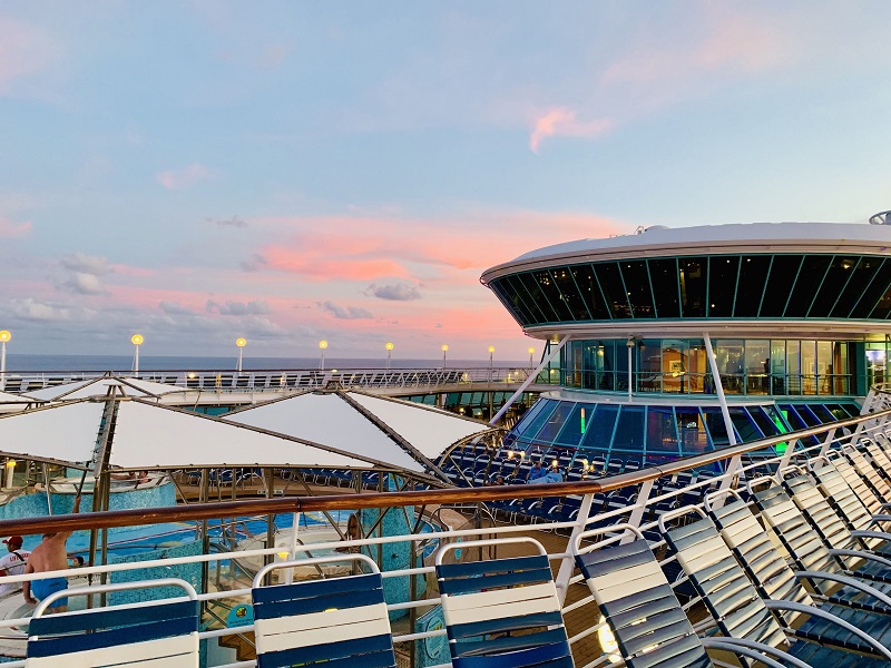 First Time Cruise Tips deck at sunset
