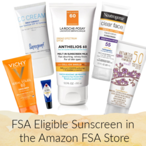 FSA Eligible Sunscreen in the Amazon FSA Store FSA eligible expenses square