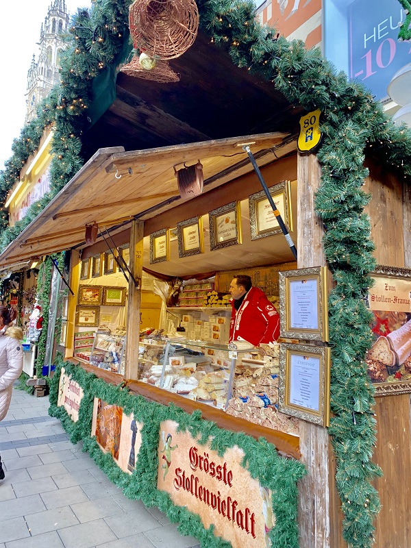 Munich Christmas market food stollen fruit bread